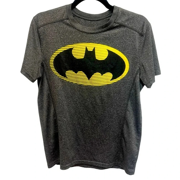 Batman Tech Shirt DC Comic Book Logo Gray Kids XL - Picture 1 of 5